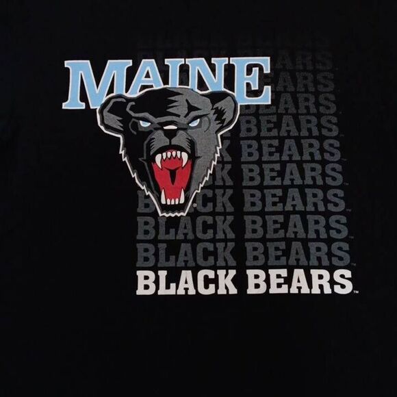 Maine Black Bears Tee Size Large  Brand Jansport 100% Cotton  PTP 21" Length 27" - Picture 1 of 7